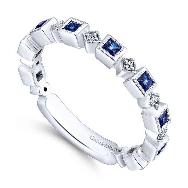 Gabriel Geometric Sapphire & Diamond Stackable Ring Image 3 Rolland's Jewelers Libertyville, IL