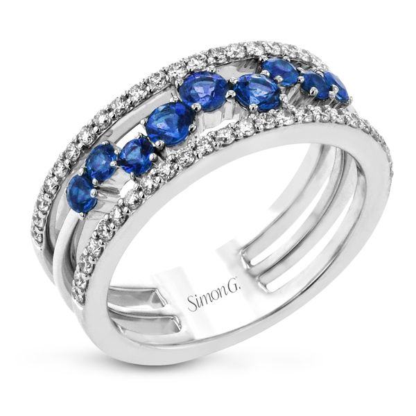 Simon G. Diamond & Blue Sapphire Ring Rolland's Jewelers Libertyville, IL