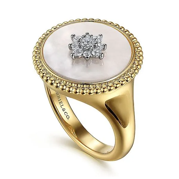 Gabriel 14Ky Mother Of Pearl & Diamond Fashion Ring Image 2 Rolland's Jewelers Libertyville, IL