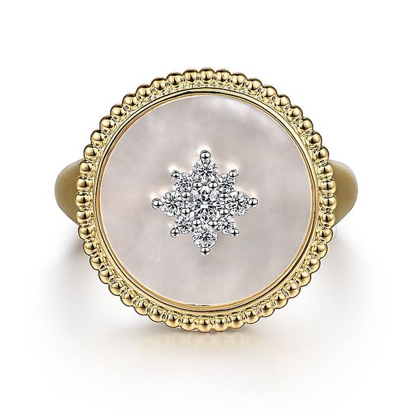 Gabriel 14Ky Mother Of Pearl & Diamond Fashion Ring Rolland's Jewelers Libertyville, IL