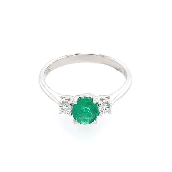 Rollands Design Emerald & Diamond 3 Stone Ring Rolland's Jewelers Libertyville, IL