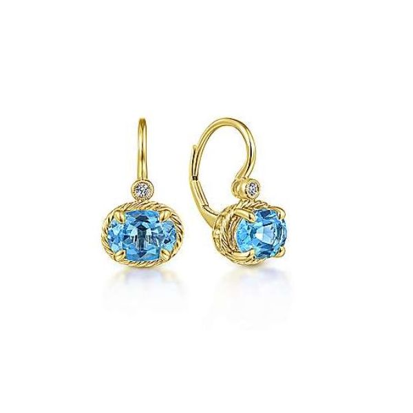 Blue Topaz Triple Drop Bezel Stud Earrings