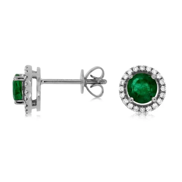 Rollands Design Emerald & Diamond Stud Earrings Rolland's Jewelers Libertyville, IL