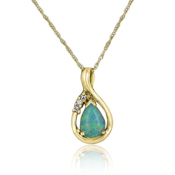 Rollands Design Opal & Diamond Necklace Pendant Rolland's Jewelers Libertyville, IL