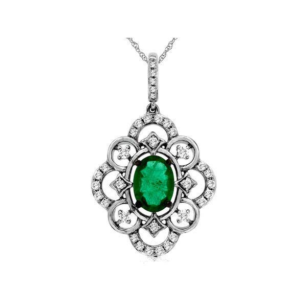 Diamond & Emerald Necklace Pendant Rolland's Jewelers Libertyville, IL