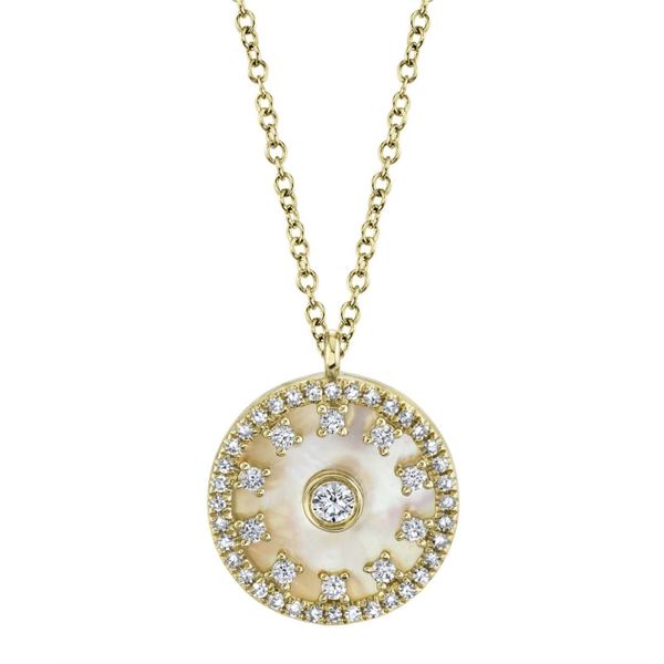 Shy Creation Mother of Pearl  & Diamond Necklace Pendant Rolland's Jewelers Libertyville, IL