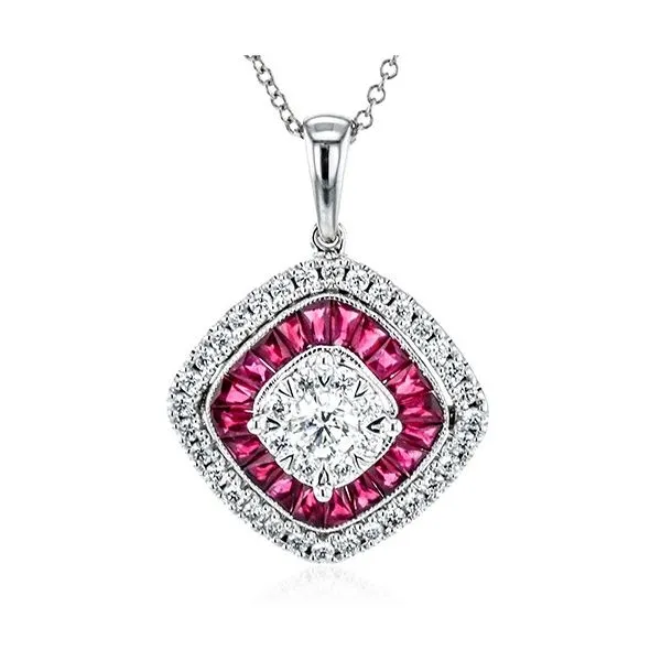 Simon G Ruby & Diamond Pendant Necklace Rolland's Jewelers Libertyville, IL