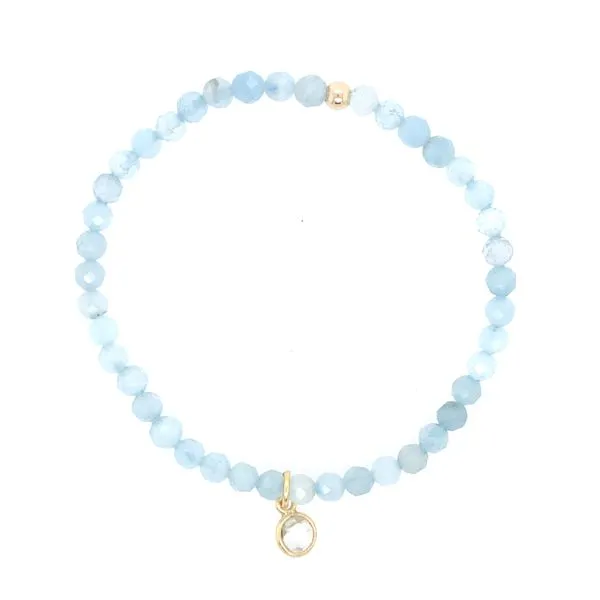 Dee Berkley Aquamarine Beaded Bracelet W/ Charm Rolland's Jewelers Libertyville, IL