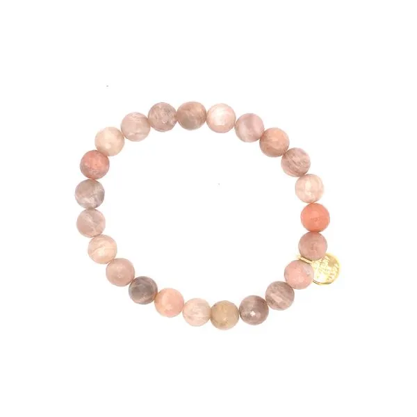 Dee Berkley 8Mm Faceted Peach Moonstone Beaded Bracelet W/ Charm Rolland's Jewelers Libertyville, IL