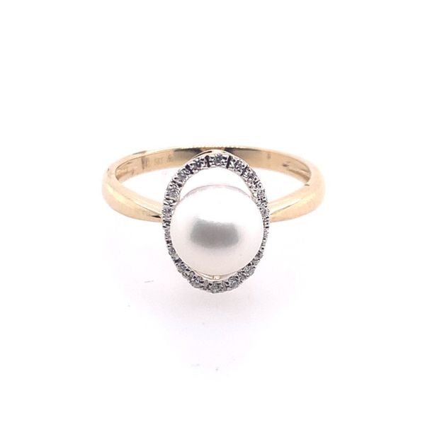Pearl & Diamond Halo Ring Rolland's Jewelers Libertyville, IL