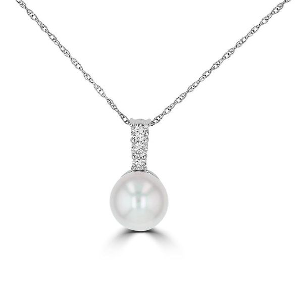 14K White Gold Pearl Pendent with Diamonds Rolland's Jewelers Libertyville, IL