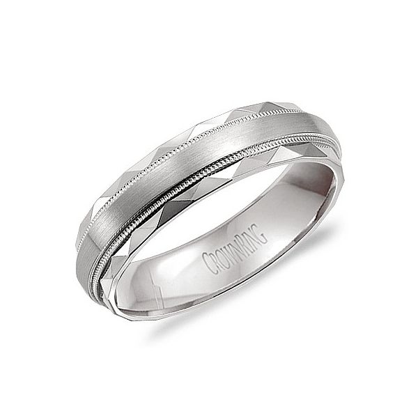 Crown Ring Satin Carved Men's Wedding Band Rolland's Jewelers Libertyville, IL