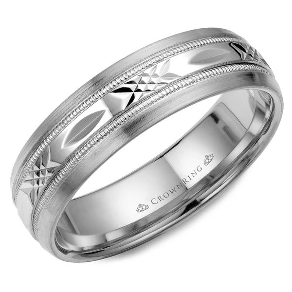 Crown Ring Polished Carved Men's Band Rolland's Jewelers Libertyville, IL