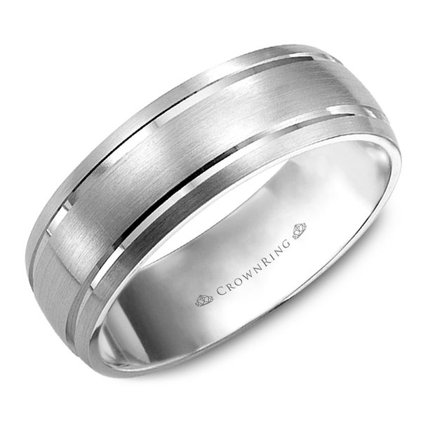 Crown Ring Satin Line Men's Band Rolland's Jewelers Libertyville, IL