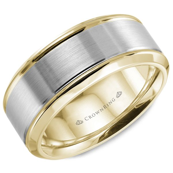 Crown Ring Two Toned Gold Brushed Men's Band Rolland's Jewelers Libertyville, IL
