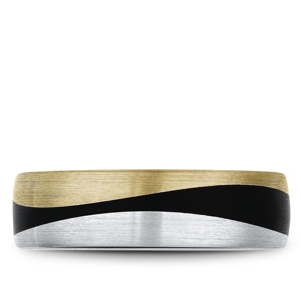 Bleu Royale Two Tone Gold and Black Carbon Men's Band Image 2 Rolland's Jewelers Libertyville, IL