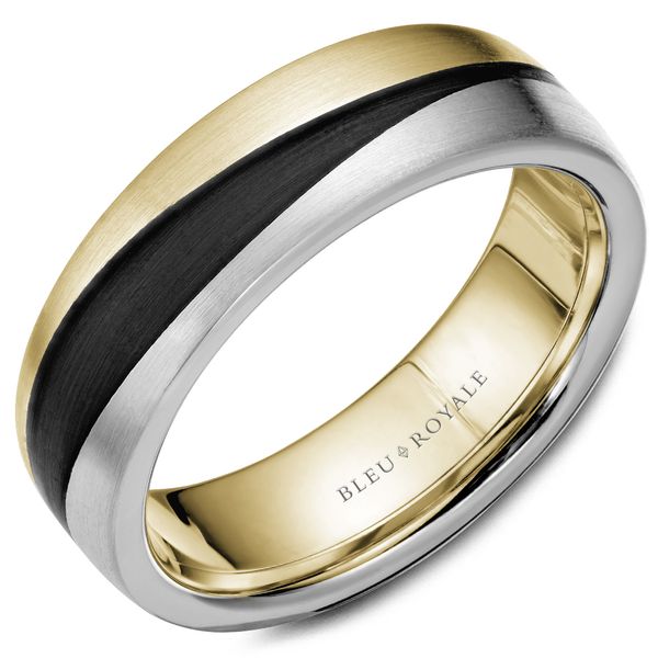 Bleu Royale Two Tone Gold and Black Carbon Men's Band Rolland's Jewelers Libertyville, IL