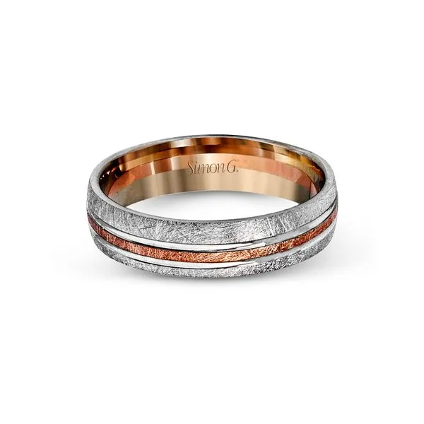 Simon G. Two Tone Gold Men's Wedding Band Image 2 Rolland's Jewelers Libertyville, IL