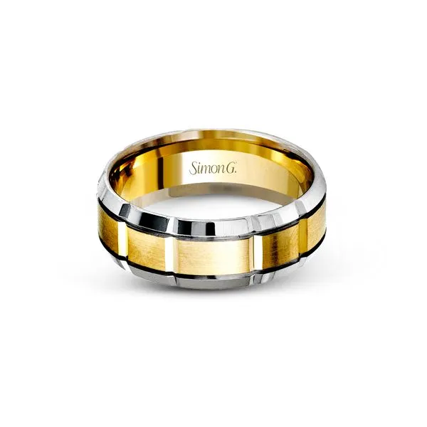 Simon G. Two Tone Gold Men's Wedding Band Image 2 Rolland's Jewelers Libertyville, IL
