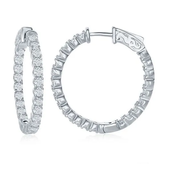 Sterling Silver & CZ Hoop Earrings Rolland's Jewelers Libertyville, IL