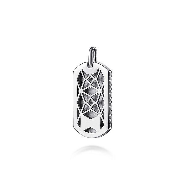 Gabriel Sterling Silver Dogtag Shape Pendant Image 2 Rolland's Jewelers Libertyville, IL