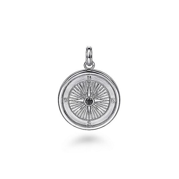 Gabriel Sterling Silver & Black Spinel Compass Pendant Rolland's Jewelers Libertyville, IL