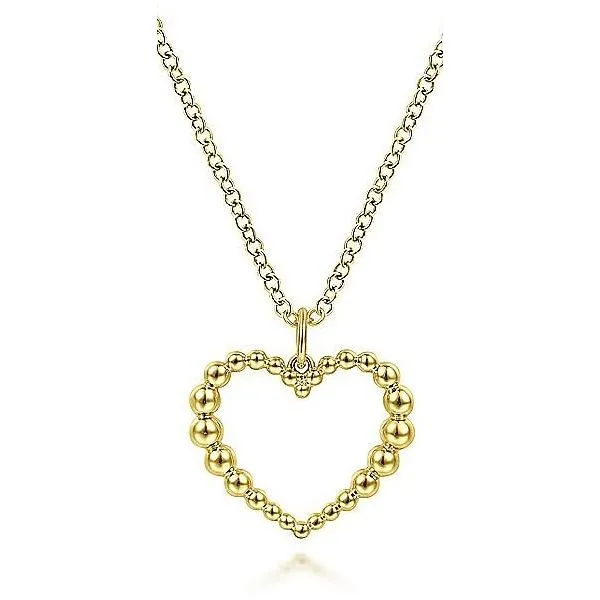 Gabriel 14Ky Bujukan Beaded Heart Pendant Rolland's Jewelers Libertyville, IL