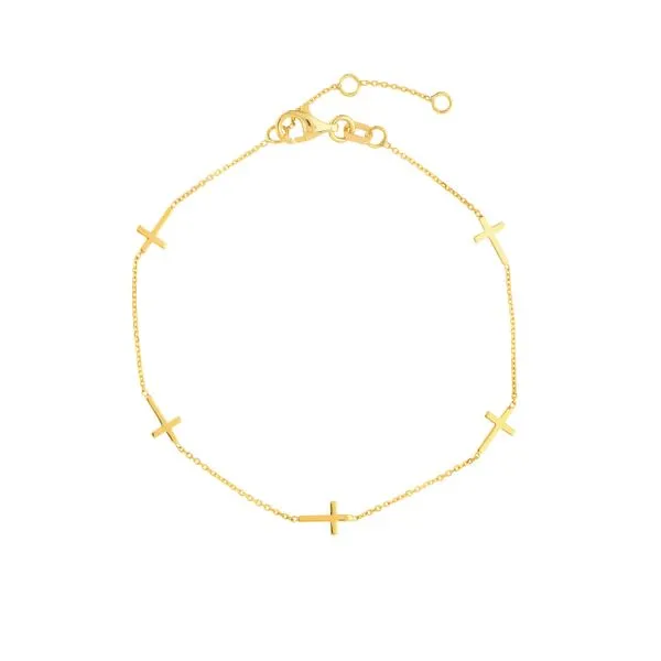 14k 5 Station Mini Cross Bracelet Rolland's Jewelers Libertyville, IL