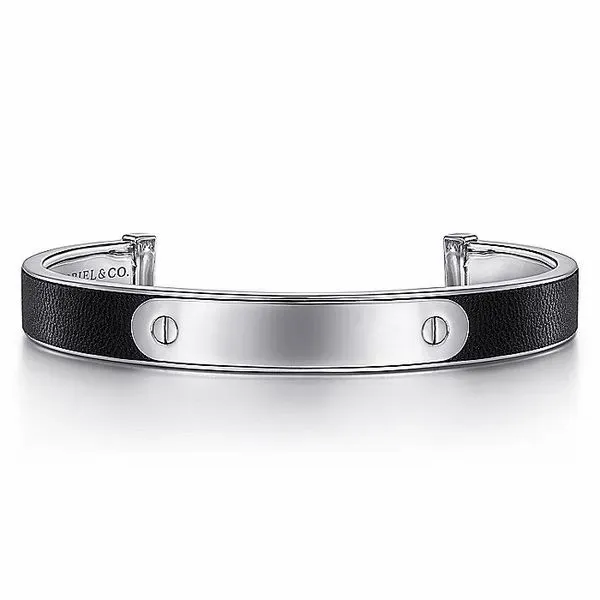 Gabriel Sterling Silver & Leather Open Id Bracelet Rolland's Jewelers Libertyville, IL