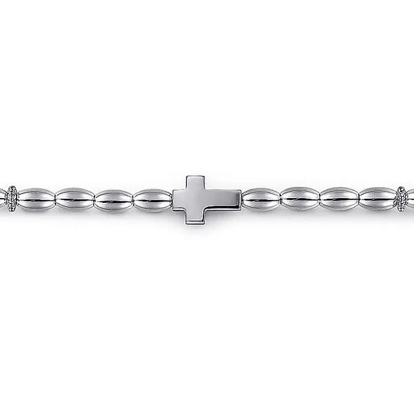 Gabriel Sterling Silver Beaded Cross Bracelet 8