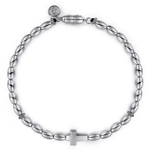 Gabriel Sterling Silver Beaded Cross Bracelet 8