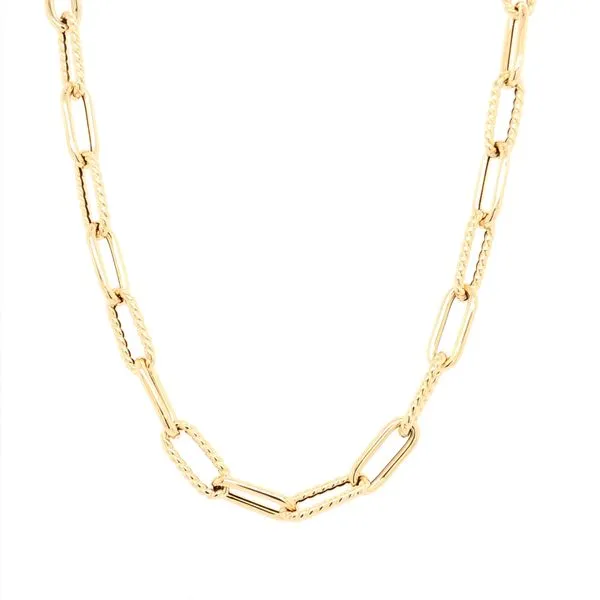 Roberto Coin Paperclip Necklace - Dual Textured Finish Rolland's Jewelers Libertyville, IL