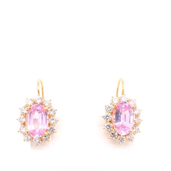 Estate 18K Yellow Gold Pink & White Cz Earrings Rolland's Jewelers Libertyville, IL
