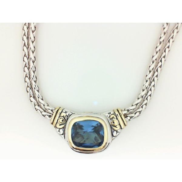 John Medairos Two Tone Necklace with Aqua CZ and two strand Necklace, Lifetime Guarantee Romm Diamonds Brockton, MA