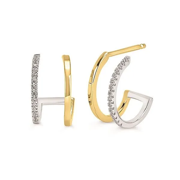 Fashionable double hoop diamond earrings Root Jewelers Medford, OR