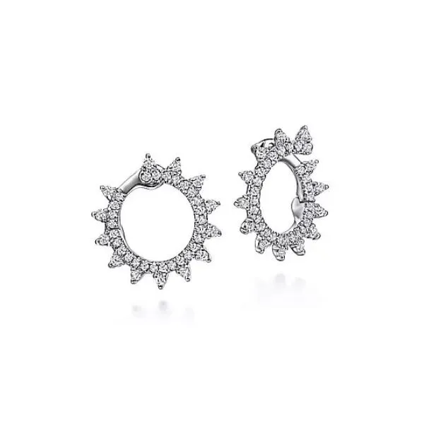 Gabriel & Co bypass diamond hoop earrings Root Jewelers Medford, OR