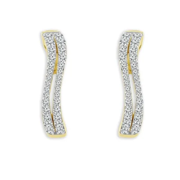 Unique 10ky wave diamond hoop earrings Root Jewelers Medford, OR