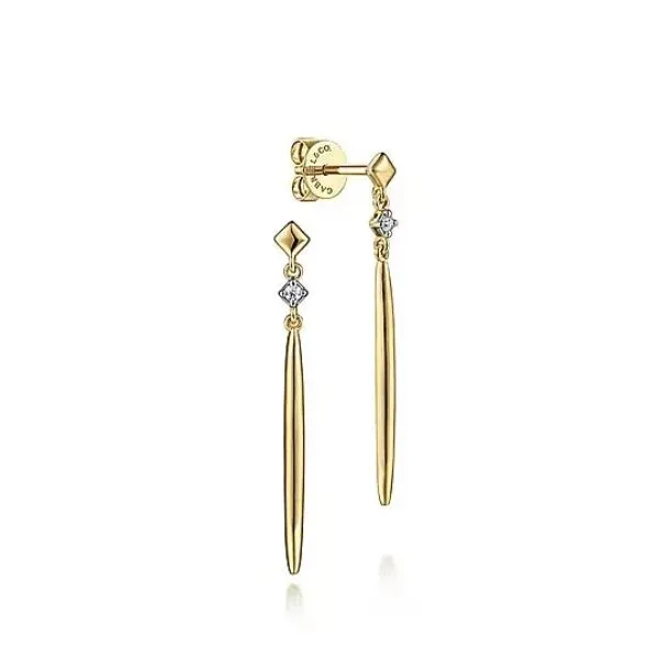 Elegant Spike Drop Diamond Earrings by Gabriel & Co. Root Jewelers Medford, OR