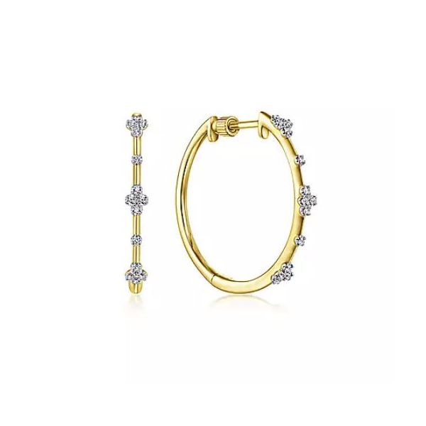 14KY Gabriel & Co. Diamond Hoop Earrings Root Jewelers Medford, OR