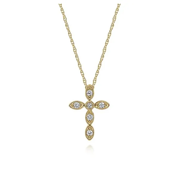 Intricate marquise styled cross by Gabriel & Co Root Jewelers Medford, OR