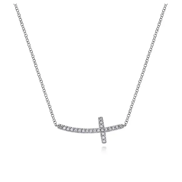 Unique sideways cross by Gabriel & Co Root Jewelers Medford, OR