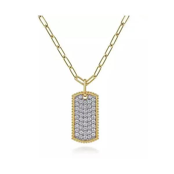 Beautiful and Bold Bujukan Pave Diamond Dog Tag Necklace by Gabriel & Co. Root Jewelers Medford, OR