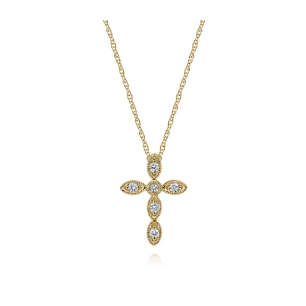 14KY Gabriel & Co. Cross Pendant Root Jewelers Medford, OR