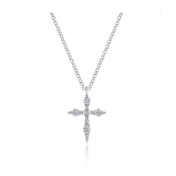 14KW Gabriel & Co. Diamond Cross Pendant Root Jewelers Medford, OR