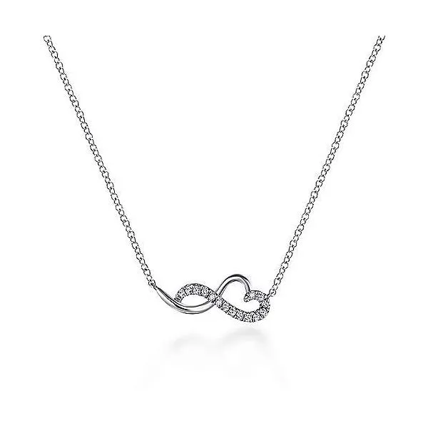 Beautiful diamond infinity heart necklace. Root Jewelers Medford, OR
