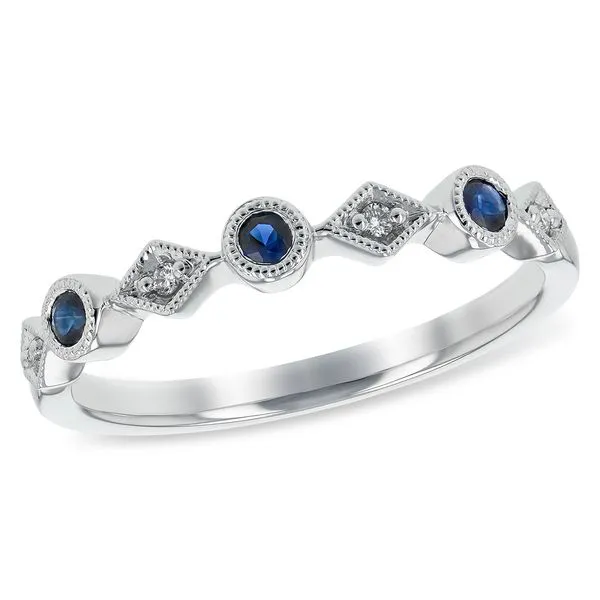 Classic alternating sapphire and diamond ring. Root Jewelers Medford, OR
