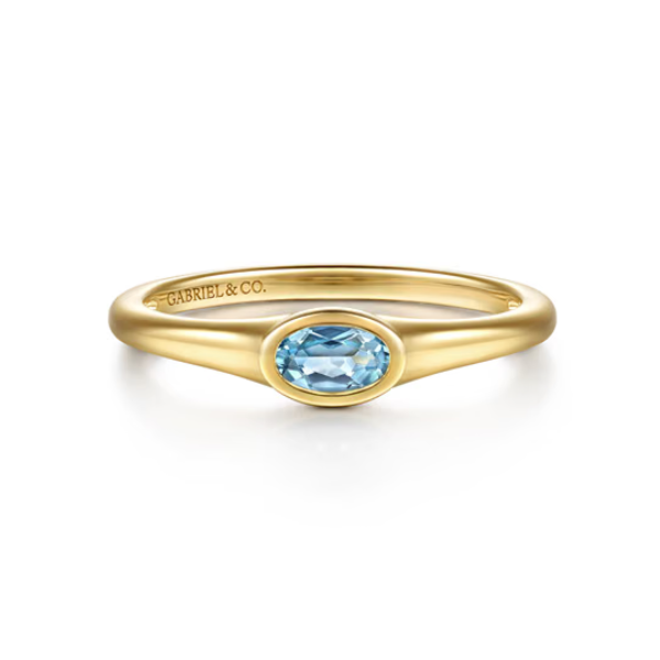 14KY Gabriel & Co. Blue Topaz Ring Root Jewelers Medford, OR