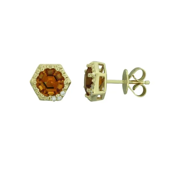 Unique Hexagonal Cut Citrine Earrings Root Jewelers Medford, OR