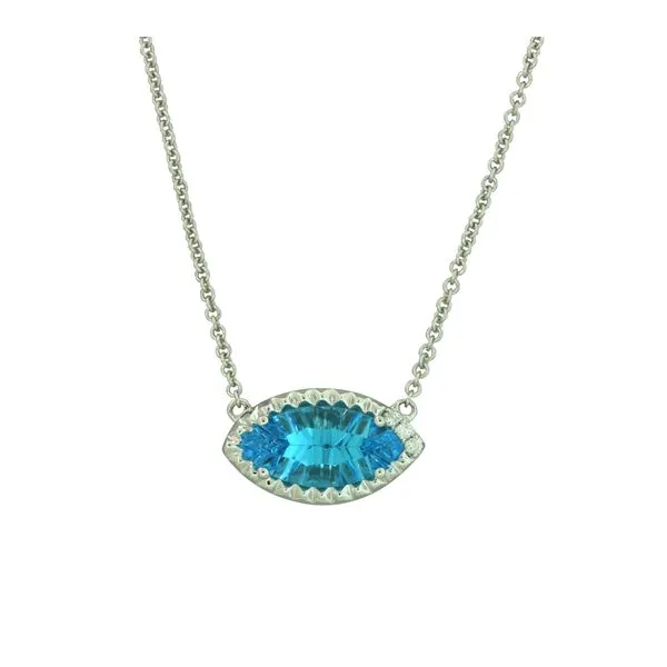 Beautiful Blue Topaz and Diamond Necklace Root Jewelers Medford, OR