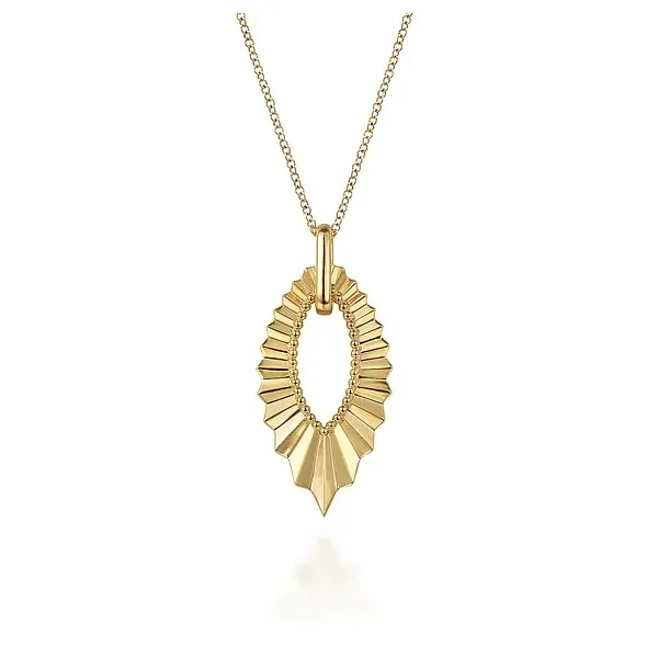 Contempory augmented marquise shaped pendant by Gabriel & Co Root Jewelers Medford, OR
